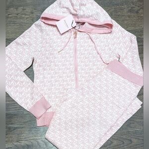 🔥LAST New Large Juicy Couture Pink Logo Zip Hooded Sweater + Pants Set
